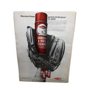 1971 Dow Chrome and Vinyl Cleaner Baseball Glove Original Print Ad